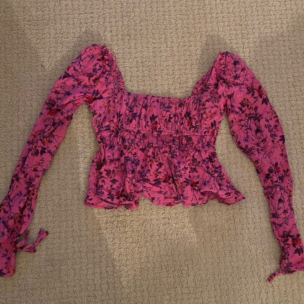 Urban outfitters floral hot pink top